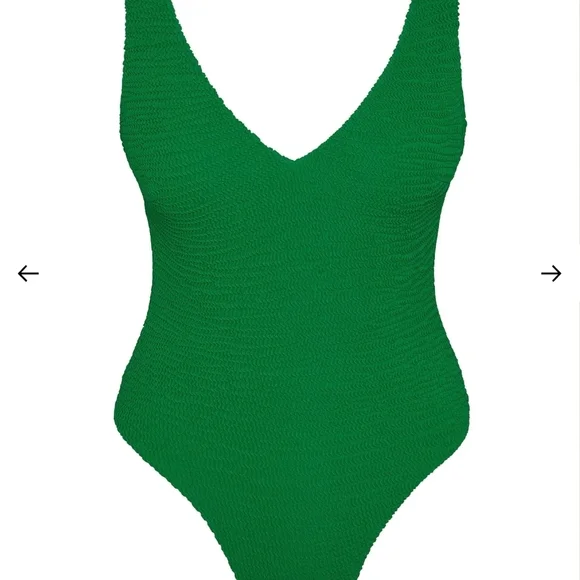 Monday Swimwear Santa Caterina One Piece Palm Green Crinkle medium NWT